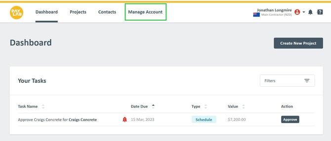 Step 1 Manage Account