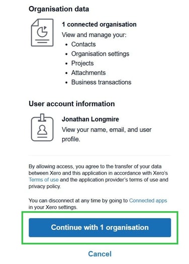Step 6. Continue with Organisation