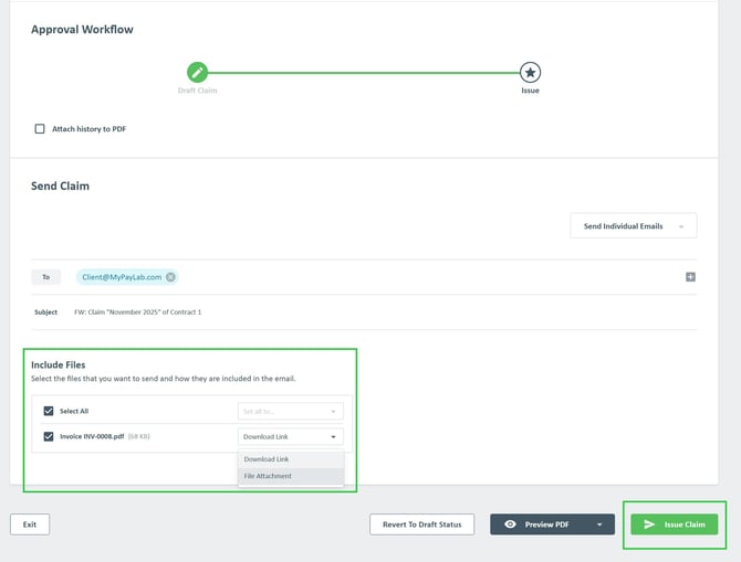 Step 8 alternate Issueing claim with Xero Invoice attached from paylab