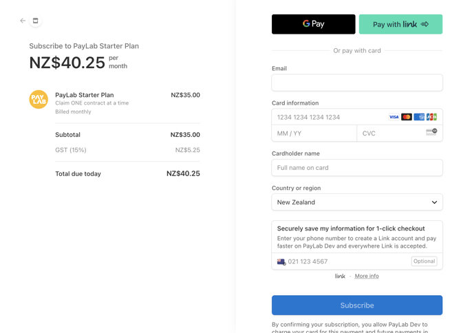 PayLab-Credit Card Details