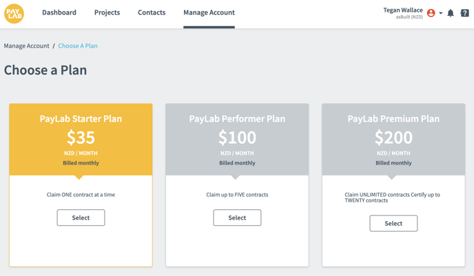 PayLab-Select Subscription
